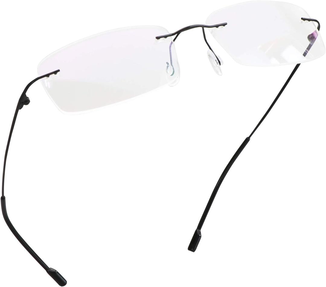 LifeArt Blue Light Blocking Computer Reading Glasses, Mens and Womens Rimless Frame, Anti Eyestrain, +4.00 Magnification (01_858_black)