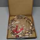 12 Inch Gold Christmas Wreaths with Red Bow for Front Door Plastic Golden Leaves Xmas Artificial Wreath Christmas Decorations for Windows Fireplaces Walls Porch Indoor and Outdoor