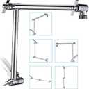 PDPBath Shower Extension Arm, 16" Upgrade Solid Brass Shower Head Shower Head Extender, Adjustable Height Extended with G1/2 Universal Connection for Rain & Handheld Shower Head - Chrome
