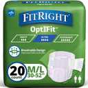 FitRight Stretch Ultra Adult Briefs, Incontinence Diapers with Tabs, Heavy Absorbency, Medium/Regular, 30 to 52", 20 Count