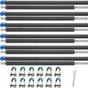 TOBWOLF 6PCS Universal Trampoline Replacement Enclosure Poles, Trampoline Replacement Poles Kits with Caps & Hardware, Fit for 10-16FT Straight Pole Round Frame