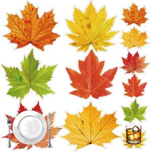 72pcs Thanksgiving Fall Maple Leaf Placemats Decorations Disposable Paper Harvest Place Mats Maple Leaves Table Mat Chargers Coasters for Thanksgiving Autumn Home Dinner Dining Table Decor Supplies