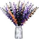 24 Pcs Eucalyptus Halloween Flowers Artificial Stems Faux Flowers Eucalyptus Branches Stems Fake Leaf Plants for Wedding Flower Home Farmhouse Christmas Decor (Bright Color)
