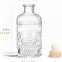 Kingrol 9 Pack 7 oz Glass Liquor Bottles with T-Top Stoppers, Vintage Sunflower Embossed Bottles, Small Glass Bottles for Whiskey, Wine, Syrups, Vanilla Extract