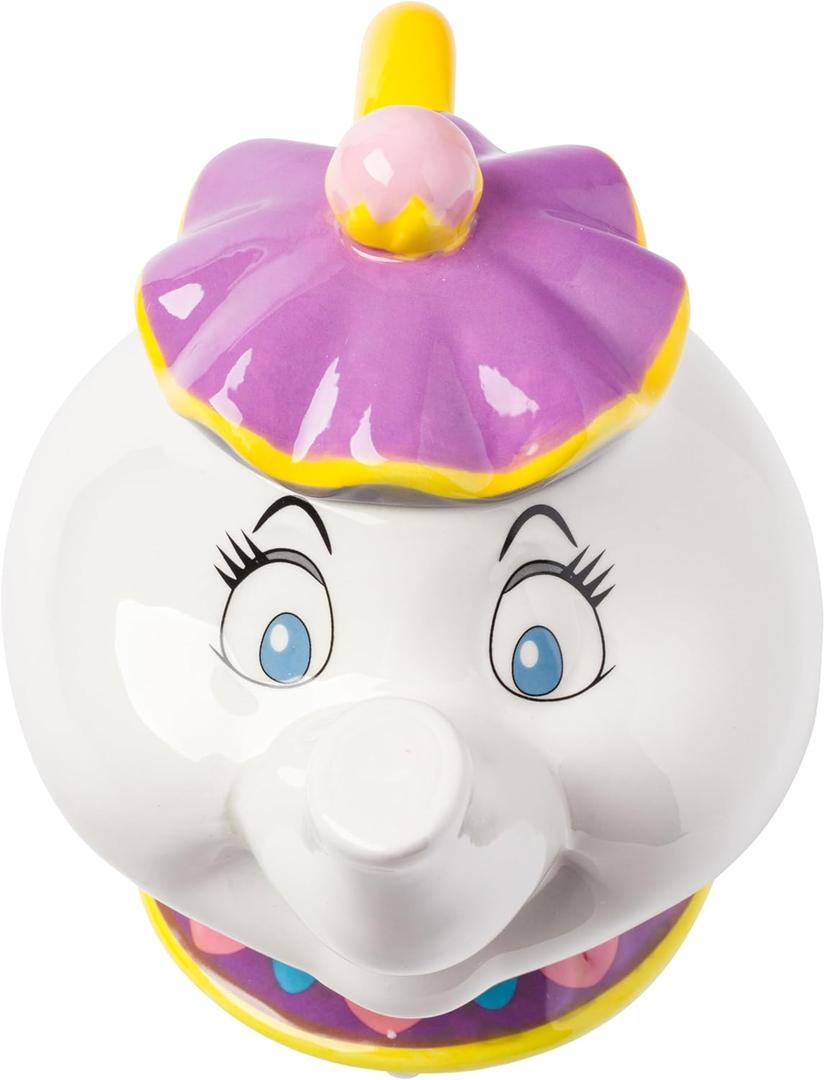 Silver Buffalo Disney Beauty and the Beast Mrs. Potts Teapot 3D Sculpted Ceramic Cookie Snack Candy Jar (Small)