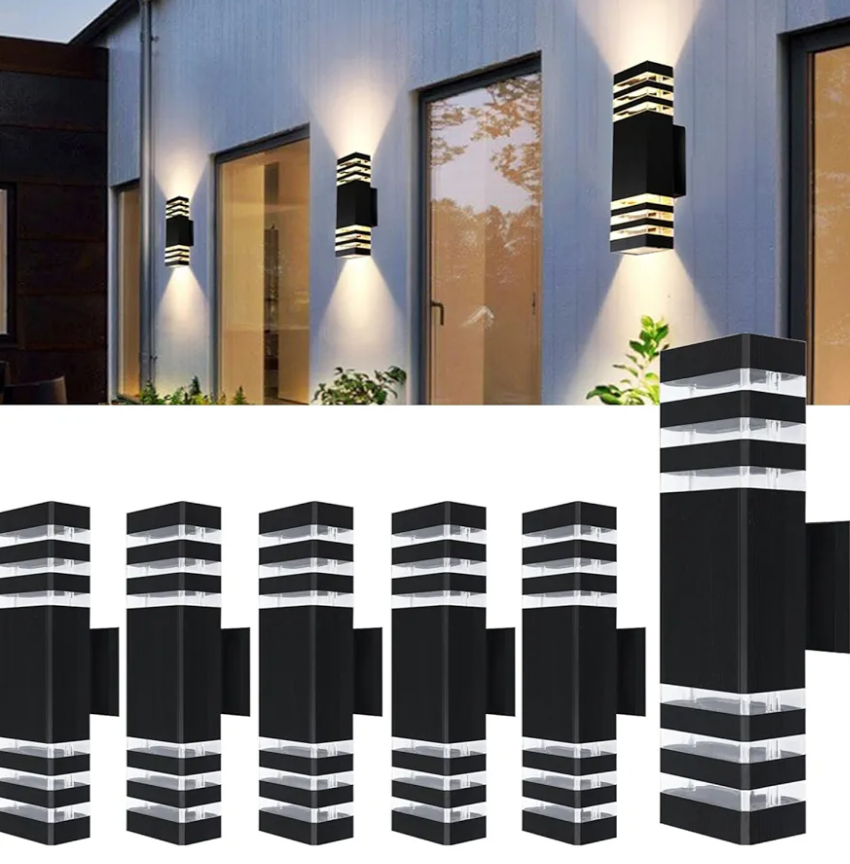 6Pack 15inch LED Square Up & Down Wall Lights,14W Outdoor Wall Light 4000K Day White Aluminum Body Waterproof IP65 LED Exterior Light Fixtures Wall Mount for House Patio Garage Garden.