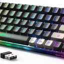 65% Wireless Gaming Keyboard, Rechargeable Backlit Gaming Keyboard, 68 Keys Ultra-Compact Anti-ghosting No-Conflict Wireless Keyboard for PC Laptop Windows Gamer(Black-Grey)