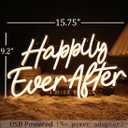 SYLHOME Happily Ever After LED Neon Light Sign Wedding Party Birthday Neon Art Wall Sign Decor USB Bedroom Home Pub Decor Valentine's Day Night Light 5V Warm White 15.75"X9.2"