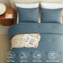 CozyLux Full Size Comforter Set Mineral Blue, 3 Pieces Lightweight Down Alternative Quilted Bedding Sets, All Season Soft Breathable Solid Comforter with 2 Pillowcases, Luxury Bed Set Gift for Home