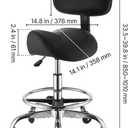 VEVOR Saddle Stool with Back Support Footrest, 500 lbs Weight Capacity, Height Adjustable, Quiet Casters, PU Leather Seat, 360 Swivel Saddle Stool Rolling Chair for Salon, Spa, Bar, Medical, Black