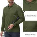 MAGCOMSEN Men's Polo Shirts with Pocket Long Sleeve Golf Quick Dry Shirts Performance Athletic Work Casual Collared Shirt (Green, XXL)