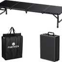 FUNYKICH 3.8ft Low Folding Picnic Table(45.7''x15.7''x10.3''), Thicker Aluminum Legs Beach Table with Handle & Carry Bag, Lightweight Small Camping Table for Picnic Beach Camping Party, Black