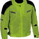 Milwaukee Leather MPM1792 Men's Black and Green High Vis Armored Mesh Jacket - X-Large