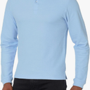 IZOD Uniform Young Men's Long Sleeve Pique Polo, M(36-37), Blue