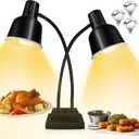Food Heat Lamp, Commercial Food Warmer 500W Dual Head Heat Lamp for Food, Stainless Steel Catering Food Warming Lamp for Kitchen Restaurant Cafeteria
