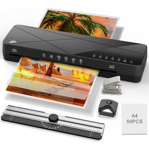 Crenova Laminator Machine 13 inch, Laminating Machine with 50 Laminating Sheets 60s Quick Warm Up Auto-Off, 6 in1 Lamination Machine ABS Jam Free for Home Office School, Black