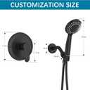 Single-Handle Shower Faucet Set Shower Kit with Valve Shower Head and Handle Set Shower Trim Kit with 6 Modes ABS Handheld Shower and Trim Kit Matte Black