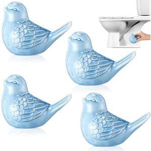 4 Pcs Ceramic Bird Toilet Bolt Caps Funny Toilet Bolt Covers Decorative Cute Animal Gadget Toilets Floor Caps for Waterproof Toilets Bowl Screws Bathroom Decorative Easy Installation(Blue)
