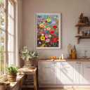 Bgraamiens 1000 Piece Jigsaw Puzzles for Adults  Maximalism Poppies and Butterflies  Bold Floral Arrangement with Vibrant Insects  Challenging Nature-Themed Gift