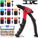 Glarks 120Pcs Rivet Nut Tool with Mandrel and Rivet Nut Kit, Threaded Insert Hand Riveter Nutsert Tool Rivet Gun with 8Pcs Metric & SAE Mandrel M3 M4 M5 M6 1/4-20 10-24 8-32 6-32 and 110Pcs Rivet Nut