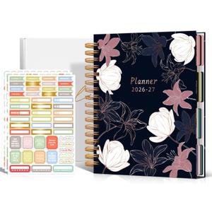 2026 Planner Weekly and Monthly, Hardcover 2026-2027 Planner Calendar Agenda with Stickers, Monthly Tabs, Jan 2026 - Jun 2027, 18 Month Large Daily Planner, 8" x 10", Night Lily