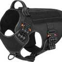 ICEFANG Tactical Dog Harness with 4X Metal Buckle,Working Dog MOLLE K9 Vest with Handle,No Pulling Front Clip,Adjustable Pet Harness for Large Dogs (L (28"-35" Chest), Black)
