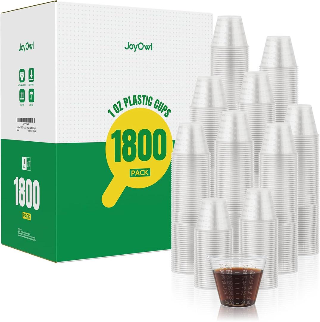 [1800 Count - 1 oz.] Disposable Medicine Cups (30 ml), Small Clear Plastic Measuring Cups for Liquid Medicine, Pills, Resin, and Epoxy, 1800 Pack