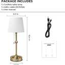 Rechargeable Cordless Table Lamp: Battery Powered Lamp,3 Level Brightness - Bedside Night Lamp, Ambient Light for Restaurant, Home, Bedroom, Dining Room, Camping, Cafe(Gold)