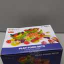 100 PCS Cutting Play Food Toy for Kids Kitchen, Pretend Food Toys for Toddlers, Play Kitchen Toys Accessories with 2 Baskets, Fake Food/Fruit/Vegetable, Birthday Gifts for 3 4 5 6 Years Old Boys Girls (Green)