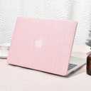 Seorsok Compatible with MacBook Air 13 Inch Case2022 2021 2020 2019 2018 Release A1932 A2179 M1 A2337 Touch ID,Elegant Leather Plastic Hard Shell Case Transparent Keyboard Cover,Pink Woven Fabric