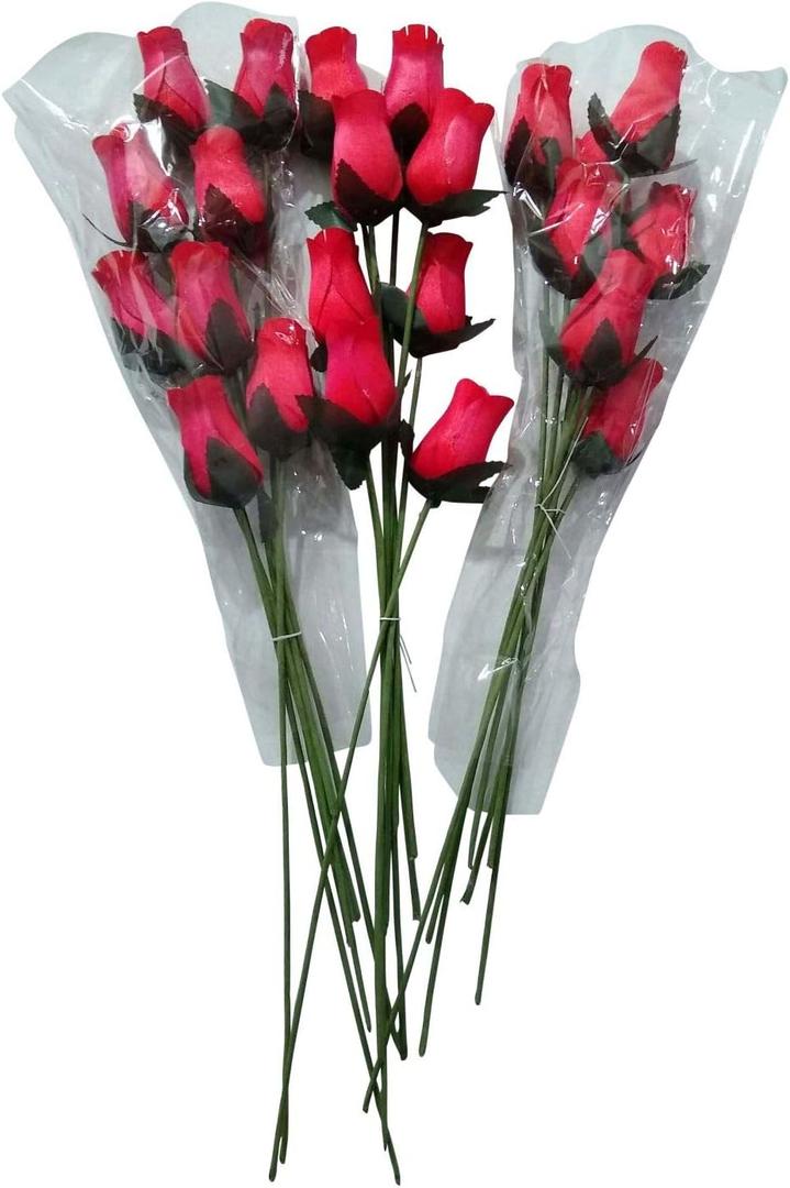 24 Individual Red Wooden Roses