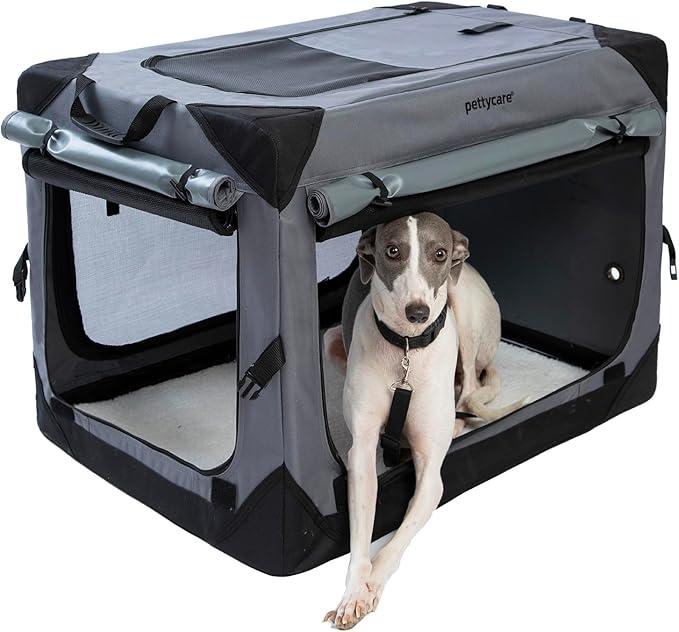 Pettycare 26 Inch Collapsible Foldable Soft Dog Kennel with Chew Proof Mesh Windows, Indoor & Outdoor Travel Dog Crate