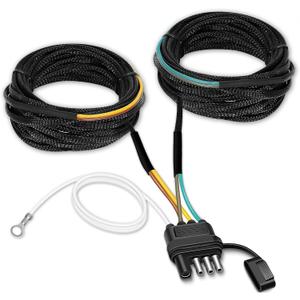Gonice 25Ft 4 Pin Trailer Wiring Harness Kit with Black Nylon Protective Sleeve, 4 Pin 5 Wire Plug for Enhanced Durability - Wishbond Trailer Wire Kit
