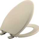 Bemis Aurora Slow Close Toilet Seat, Easy Clean Hinges and Adjustable Perfect Fit Plastic Seat, Made in USA, Elongated, Almond