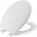 Bemis 500TTT Durable Wood Toilet Seat, Secure Hinges Stay Tight, Round, White