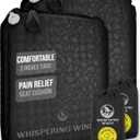 Whispering Winds Inflatable Seat Cushion - Comfortable Blow-up Foam Pad for Airplane, Travel, Stadium, Outdoors, Camping, Car & More (Large, Black - 2pack)