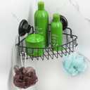 HASKO accessories Corner Shower Caddy with Suction Cup Shower Shelf with Hooks, Stainless Steel Bathroom Caddy, Wall Mounted Shower Basket for Bathroom, Adhesive 3M Stick Discs Included (Black)