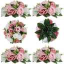 BLOSMON Dusty Rose Flowers Centerpieces: 6 Pcs Pink Roses Artificial Flowers Balls for Wedding Dinning Table - Fake Silk Kissing Floral Arrangement for Home Party Event Decor | Pre-Arranged, Fake Silk Flowers Balls Centerpieces, Faux Kissing Floral Arrangements, for Celebrations, Home Decoration