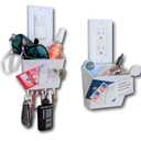 Mount Genie Switch Pocket Light Switch Organizer with Key Holder – Wall Pocket Organizer for Entryway, Mail & Keys – No Drill Installation, White, 1-Pack