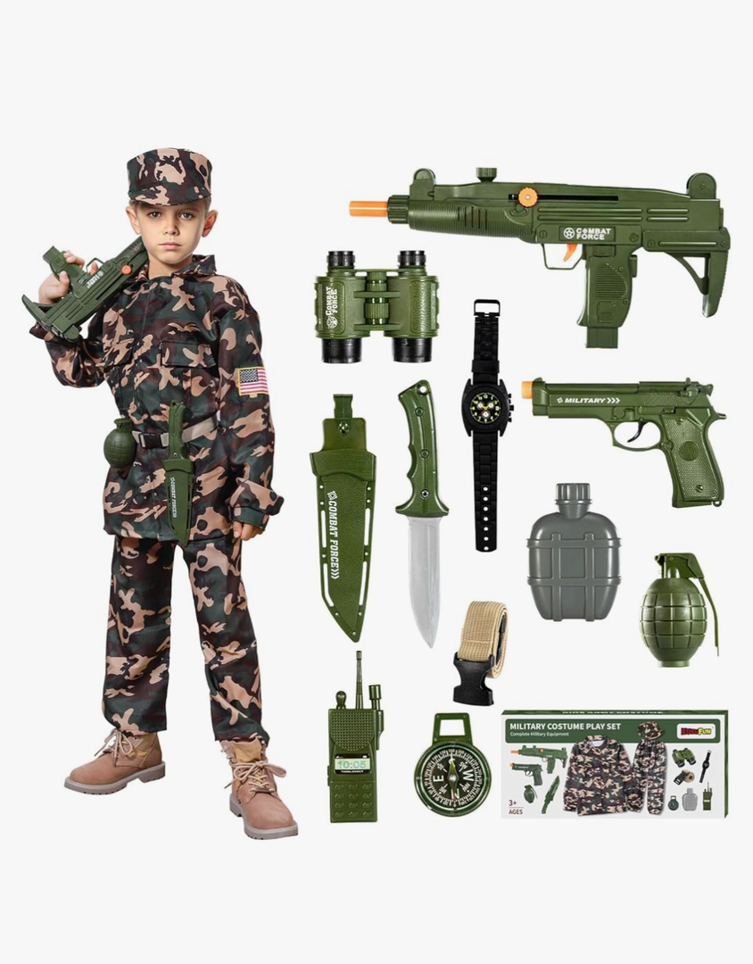 Army Costume for Boys, Halloween Boys Costume Military Soldier Pretend Set, Halloween Party Costumes for Boys 3-10