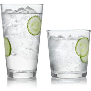 Libbey Preston Tumbler and Rocks Glass Cups Set, All Purpose Everyday Drinking Glasses Set of 16, Glassware Drinking Glasses for Birthdays, Dinners
