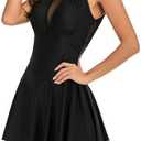 SISROL One Piece Swim Dress for Women's Swimsuits Tummy Control Modest Bathing Suits with Skirt High Neck Swimdress, XL