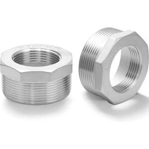 2 to 1 and 1/4 Stainless Steel Pipe Reducer Reducer Hex Bushing, NPT Male to Female Adapter, Stainless Steel Fitting for Plumbing, Gas Line, Air Compressor, Forged Connector (2 Pack)