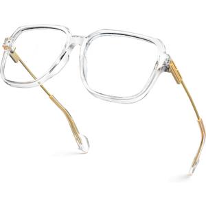VISOONE Oversized Blue Light Blocking Glasses with Chic Square TR90 Frame and Metal Temple for Women Men Ryan (Clear)