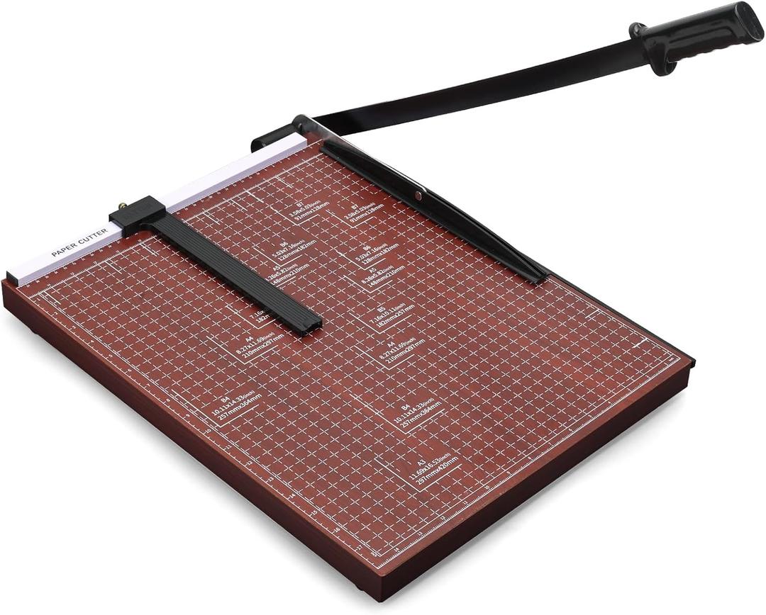 18 Inch A3 Paper Cutter Guillotine - Industrial Wooden Base Paper Slicer for Cardstock & Photos - 12 Sheet Heavy Duty Paper Trimmer for Professional Studio, Classroom & Office