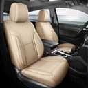 Beige Car Seat Covers Only Front 2pc - Breathable Faux Leather Universal Seat Covers for Cars, Automotive Protector Fit for Most Sedan SUV Pick-up Truck