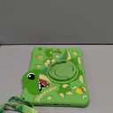 Boaretiu for iPad 9th/8th/7th Generation 10.2 Inch Case (2021/2020/2019) - Cute Cartoon with Shoulder Strap & Rotating Stand for Boys Girls Teens Soft Silicone, Green Dinosaur
