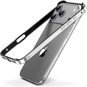 for iPhone 17 Pro Bumper Case Metal, No Back Design Compatible with MagSafe, Aluminum Alloy + TPU Bumper Frame Slim Fit Excellent Heat Dissipation 4 Corner Raised Shockproof (Silver)