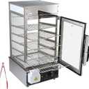 5-Tier Electric Bun Steamer, Commercial Stainless Steel Food Warmer Display with Automatic Temperature Control, for Buns, Baozi, Siomai, Corn, Buffet, Kiosk, Restaurant