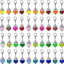 Hicarer 40 Pieces Crystal Dangle Charms Pendants Glass Drop Beads Handmade Dangle Bead Charms with Silver Cap for Jewelry Making Necklace Earring Accessory, Assorted Colors